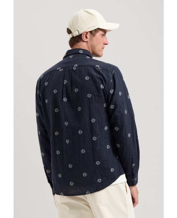 Dstrezzed Heren Jacquard Overhemd Blauw Thomas