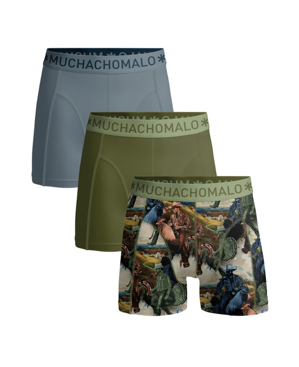 Jongens 3-Pack Boxershort Print/Effen Print/Green/Blue