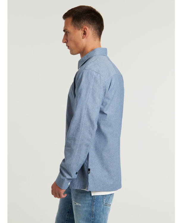 Chasin Heren Lange Mouw Overhemd Blauw Cooper Chambray
