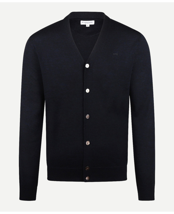 Fine Merino Classic Cardigan 100% Extra Fine Merinowol Heren