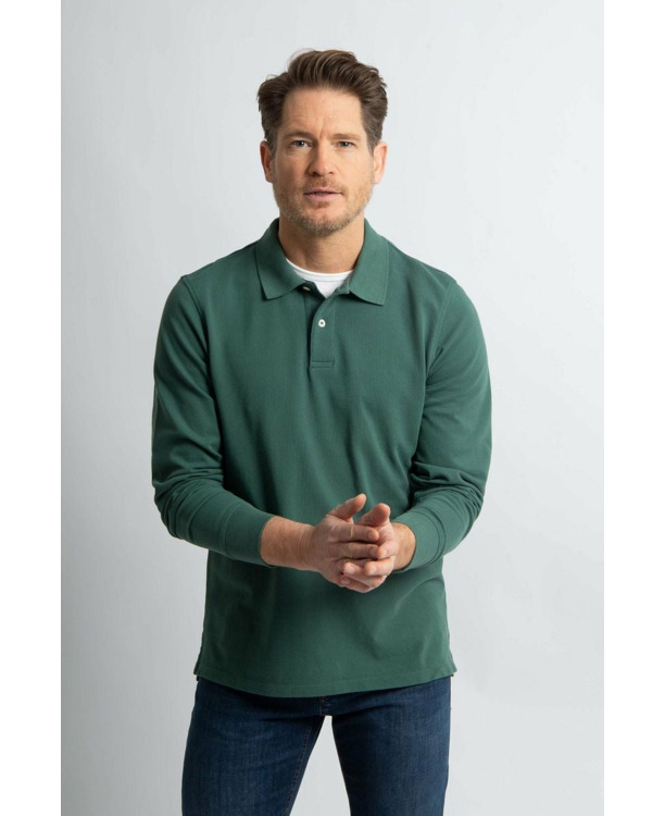 Steppin' Out Longsleeve Polo Piqué Klassiek Donkergroen
