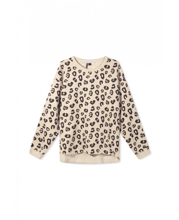 10DAYS Dames raw edge trui luipaard katoenmix