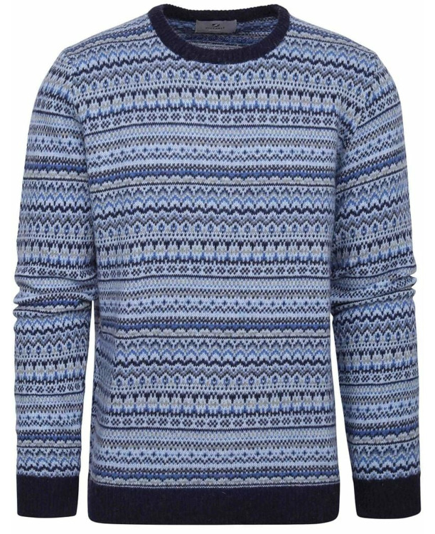 Suitable Prestige Fair Isle Pullover Blauw