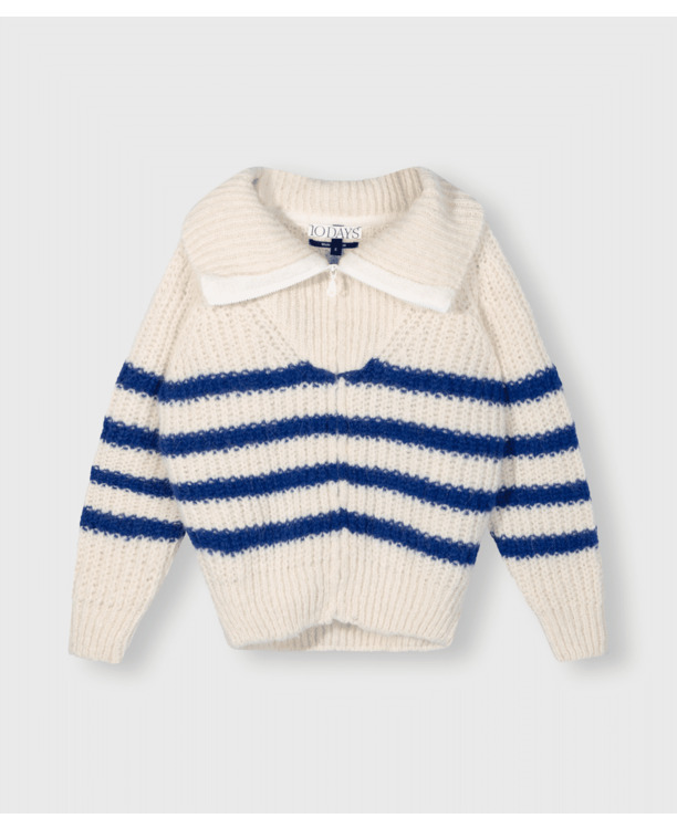 10DAYS Dames gestreepte zip gebreide vest alpaca mix