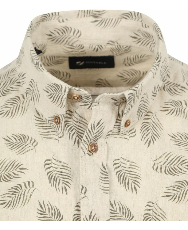 Suitable Short Sleeve Overhemd Linnen Sheng Groen