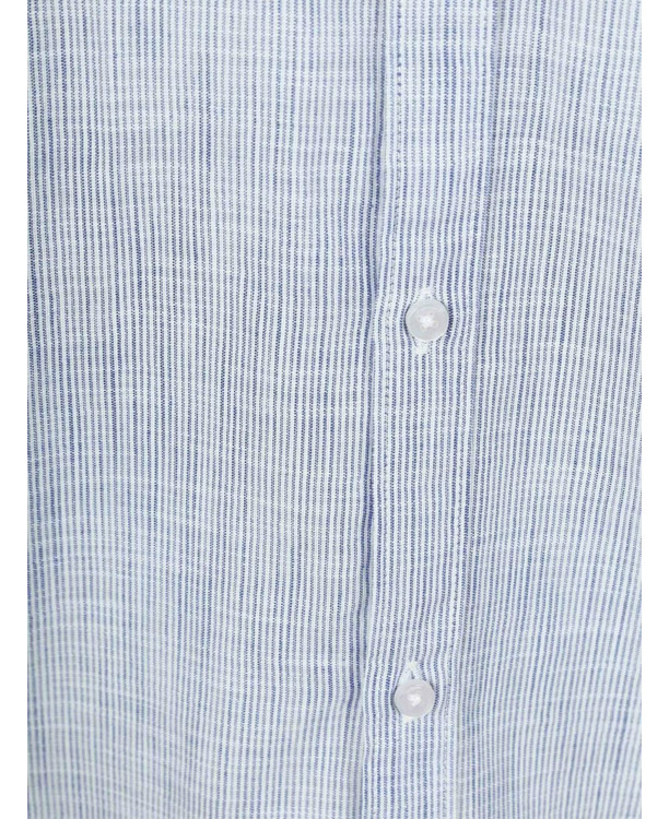 Suitable Overhemd Cotton Slub Streep Blauw
