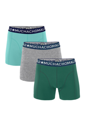 Jongens 3-Pack Korte Effen/Effen/Effen Darkgreen/Greymelange/Lightgreen
