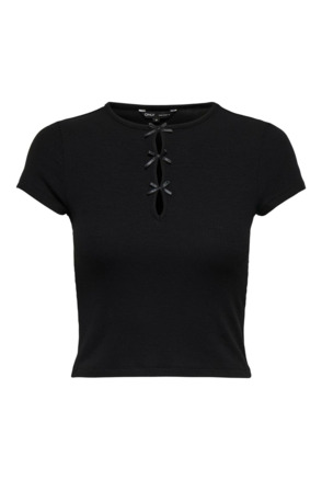 Regular Fit O-Neck Short Sleeves (S/S) T-shirt met strikdetail voor dagelijks gebruik