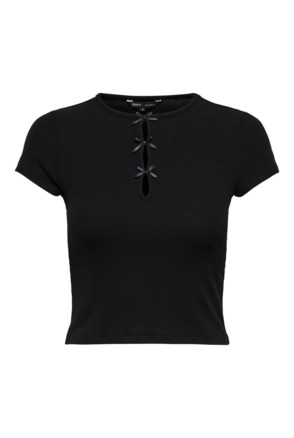 Regular Fit O-Neck Short Sleeves (S/S) T-shirt met strikdetail voor dagelijks gebruik