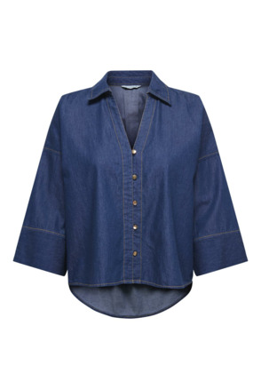 Regular Fit Resort Collar 3/4 Sleeves (3/4) Regular fit 3/4 mouw denim overhemd - match met je favoriete broek of rok