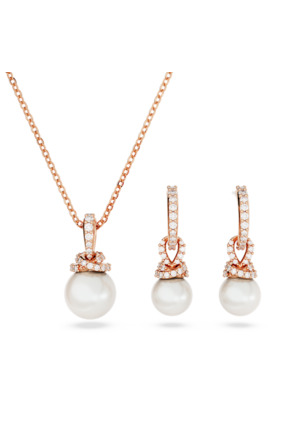 Originally Set Rose Gold shiny Crystal White Pearl White