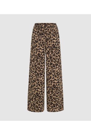 LEOPARD AOP WIDE LEG PANTS