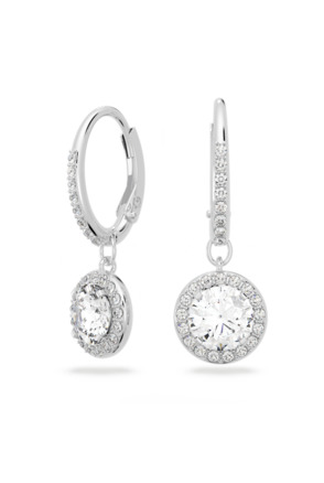 Una Angelic Pierced Earrings Drop Rhodium shiny White Crystal