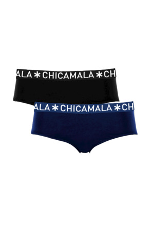 Meisjes 2-pack slipje Effen Black/Blue