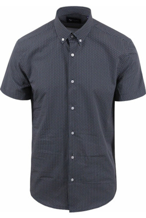 Suitable Short Sleeve Overhemd Print Navy