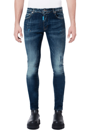 BLUE DISTRESSED BLUE SPOT MEN