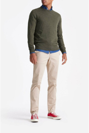 King Essentials The John Pullover Merino Army Groen