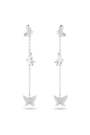 Idyllia Lilia Pierced Earrings Chain Earrings Rhodium shiny Crystal