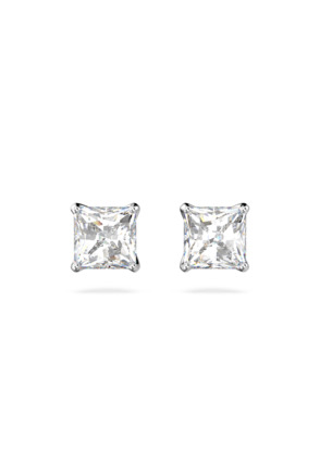 Stilla Square Attract Pierced Earrings Square Rhodium shiny White