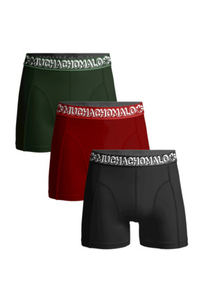 Heren 3-Pack shorts Effen Green/Red/Grey