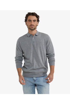 Fine Merino Polo Long Sleeve 100% Extra Fine Merinowol Heren