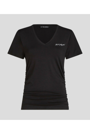 V-NECK RUCHED DETAIL T-SHIRT
