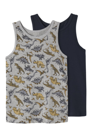 NKMPTANK TOP 2P GREY MELANGE DINO INJ