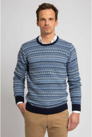 Suitable Prestige Fair Isle Pullover Blauw