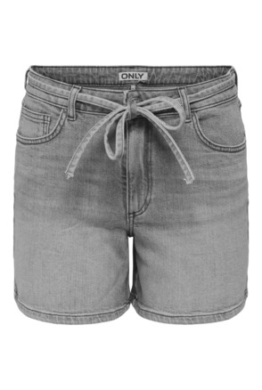 Regular Fit Denim short met middelhoge taille en riem inbegrepen