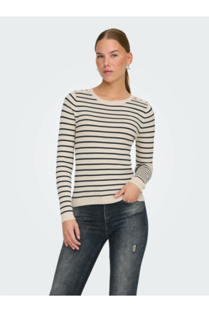 ONLMILA LS STRIPE BUTTON O-NECK CS