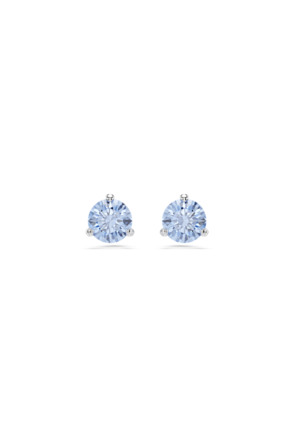 Solitaire Pierced Earrings Stud OU Rhodium shiny Fancy Light Blue