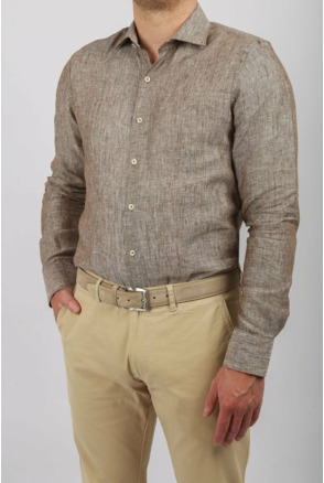 Suitable Overhemd Linnen Taupe