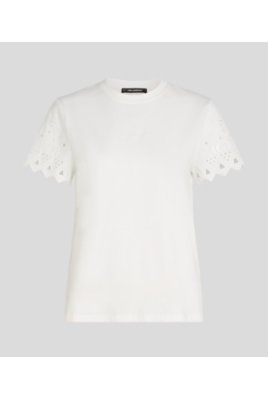 BRODERIE SLEEVE JERSEY T-SHIRT