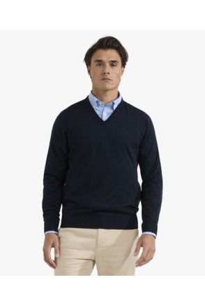 Fine Merino V-Neck Sweater 100% Merino Wool Heren