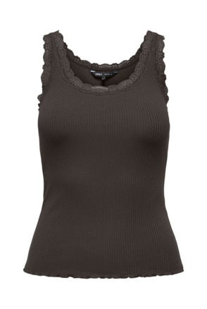Regular Fit U-Neck Sleeveless (S/L) BASIC Mouwloze tanktop met U-hals en kanten detail