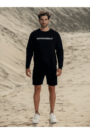 Mannen Witte Borduurtrui Zwart Black