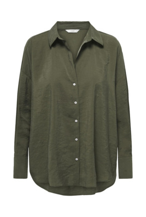 Oversize Fit Shirt Collar Long Sleeves (L/S) Oversized fit overhemd met knoopsluiting en langer op de rug