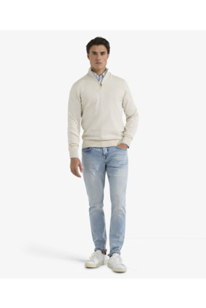 Zip Mock Sweater 100% Cotton Heren