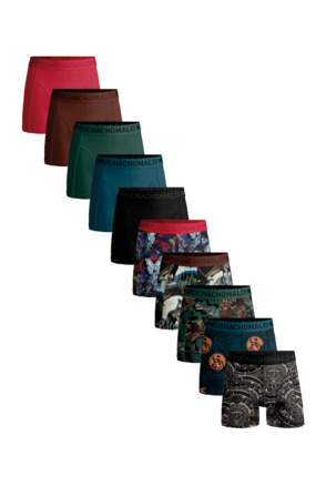 Heren 10-Pack Boxershort Print/Solid Print/Blue/Green/Brown/Red