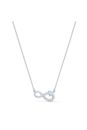 Hyperbola Infinity Necklace Rhodium shiny Crystal White