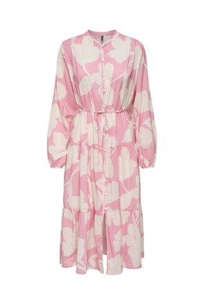 Oversize Fit China Collar Long Sleeves (L/S) Riem in taille Lange mouwen jurk voor de zomer