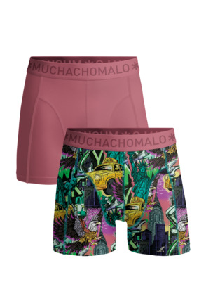 Heren 2-Pack Boxershort Print/Effen Print/Pink
