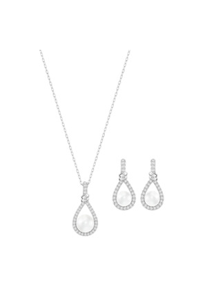 Enlace Set OU Rhodium shiny Crystal White Pearl Crystal