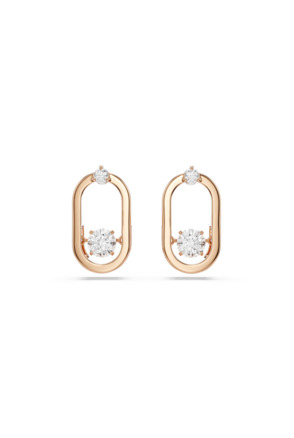Una Sparkling Dc Pierced Earrings Stud Rose Gold shiny White