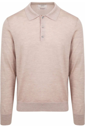 King Essentials The Robert Long Sleeve Poloshirt Merino Beige