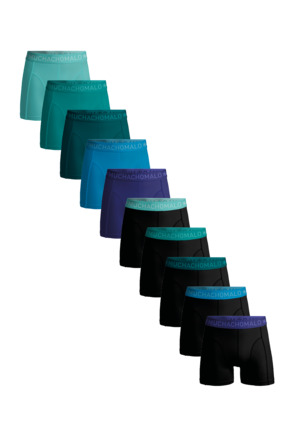 Heren 10-Pack Boxershorts Effen Black/Blue/Green