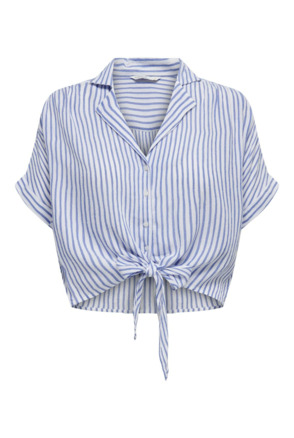 Regular Fit Shirt Collar Short Sleeves (S/S) Cropped vrouwelijk overhemd met knoopdetail