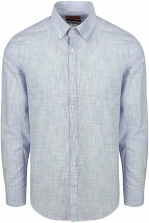 Suitable Overhemd Cotton Slub Streep Blauw