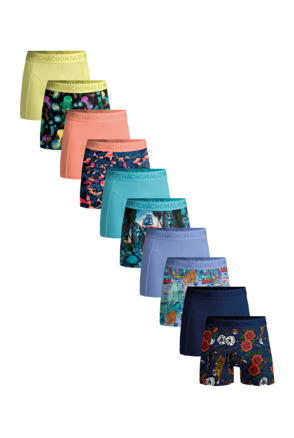 Heren 10-Pack Boxershort Print/Effen Print/Blue/Purple/Orange/Yellow