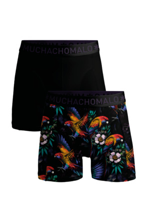 Heren 2-pack Boxershorts print/effen Print/Black
